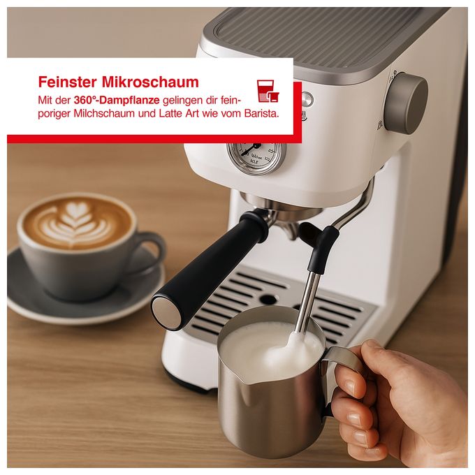 Siebträger Kaffeemaschine 15 bar 1700 W  1170 Barista Perfetta Plus (Weiß) 