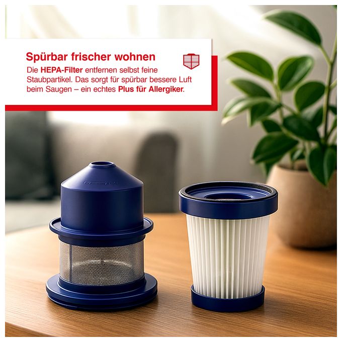 Handstaubsauger Beutellos bis 45 min Laufzeit 25,9 V HEPA  6000 Flexi Vac Cleaner (Schwarz) 