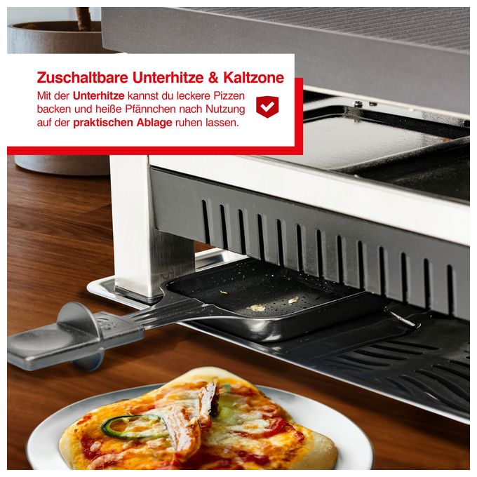 2 Zone(n) 1400 W mit 280 x 570 mm Fläche  791  Raclette Tischgrill 4-in-1 (Schwarz) 