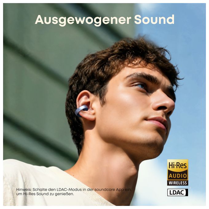 Ohraufliegender Bluetooth Kopfhörer Kabellos TWS 8 h Laufzeit  AeroClip (Blau) 