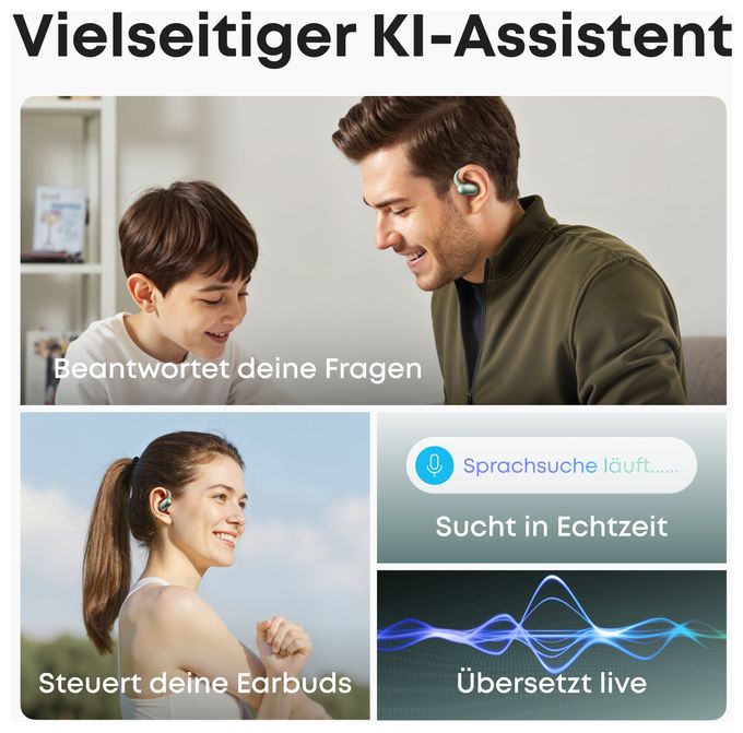 Ohraufliegender Bluetooth Kopfhörer kabellos 10 h Laufzeit IP55 USB Typ-C  Aerofit 2 (Grün) 