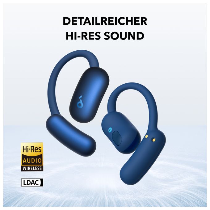 Ohraufliegender Bluetooth Kopfhörer kabellos 10 h Laufzeit IP55 USB Typ-C  Aerofit 2 (Blau) 