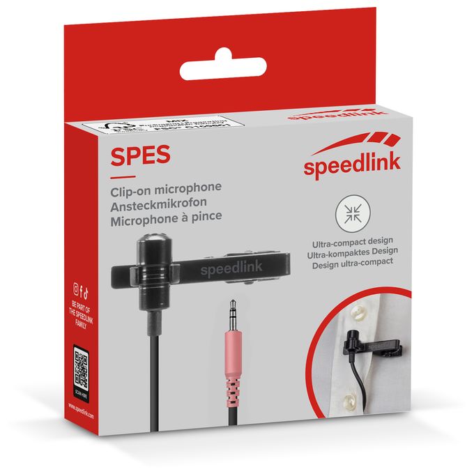 Kabelgebunden Aufsteckbares Mikrofon 3,5 mm (1/8")  SL-800006 SPED (Schwarz) 