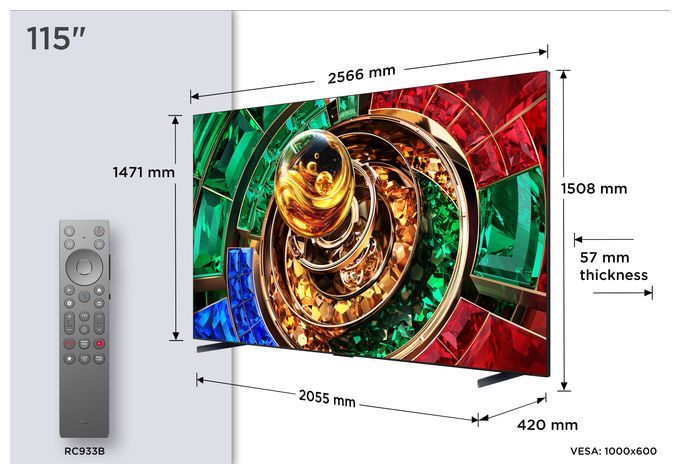 RGB-Mini LED 2,92 m (115") Fernseher 4K Ultra HD VESA 1000 x 600 mm 115RM9L 