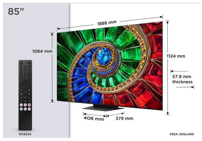 RGB-Mini LED 2,16 m (85 Zoll) Fernseher 4K Ultra HD VESA 600 x 400 mm 85RM7L 