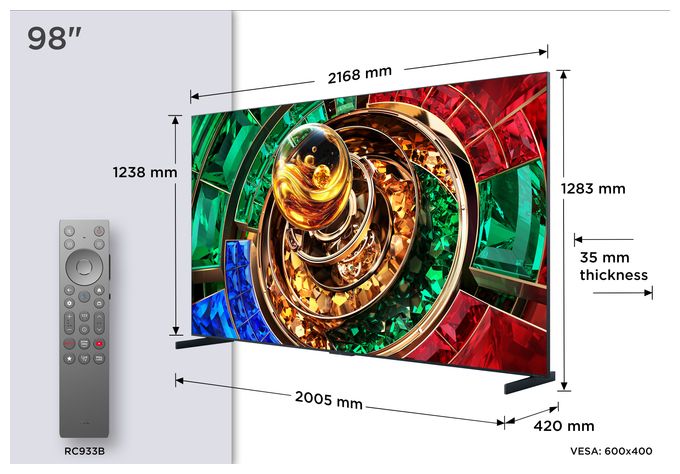 RGB-Mini LED 2,49 m (98 Zoll) Fernseher 4K Ultra HD VESA 600 x 400 mm 98RM9L 