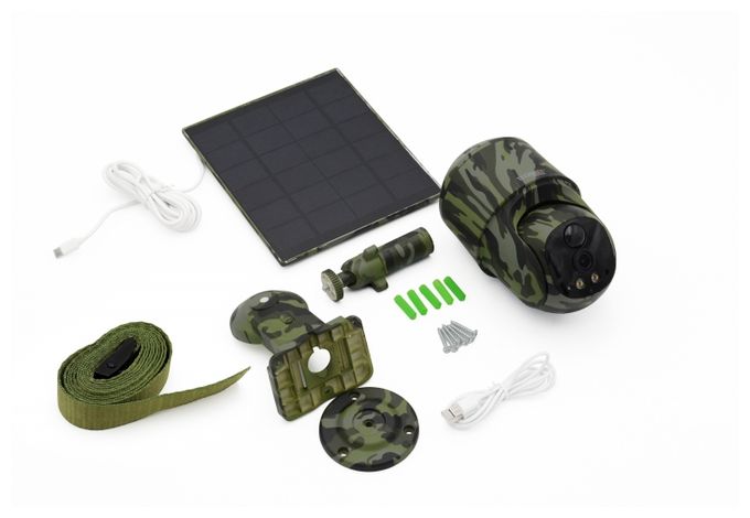 2560 x 1440 Pixel IP-Sicherheitskamera IP65 4G Außen Nachtsicht  TX-290 4G PT Dome mit Solarpanel (Schwarz, Grün) 