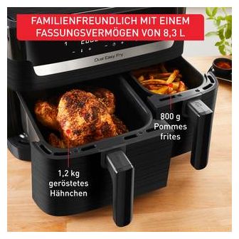 Doppel Heißluftfritteuse 8,3 l 2700 W  EY901N Dual Easy Fry Essential (Schwarz) 