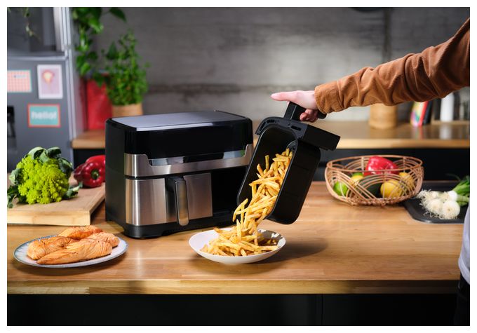Doppel Heißluftfritteuse 8,3 l 2700 W  EY905D Dual Easy Fry & Grill (Edelstahl) 
