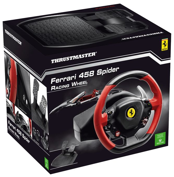 Lenkrad + Pedale für Xbox One  Ferrari 458 Spider Racing Wheel (Schwarz, Rot) 