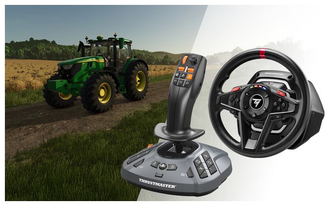 Analog / Digital Lenkrad + Pedale + Schalthebel für PC, PlayStation PS4, PlayStation PS5  T128 SimTask Farming Pack (Schwarz) 