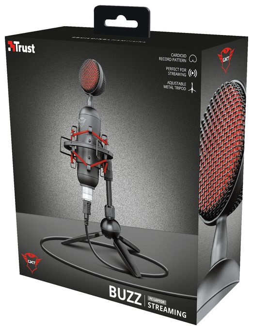 Kabelgebunden PC-Mikrofon 48 kHz USB  GXT244 Buzz (Schwarz, Rot) 