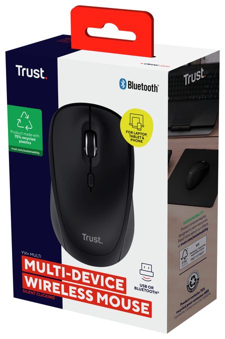 1600 DPI Universal Maus Optisch  Yvi+ (Schwarz) 