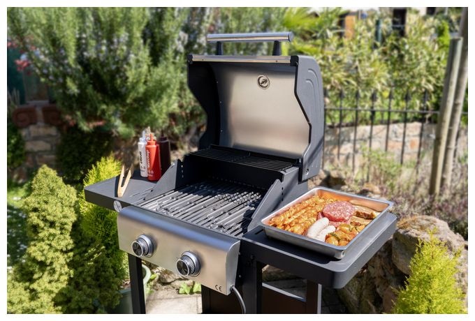 2600 W  58595 Barbecue Grill-Wagen Buddy (Schwarz, Edelstahl) 