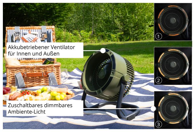 Ventilator Flur, Tisch, Wand neigbar  Outdoor (Schwarz) 