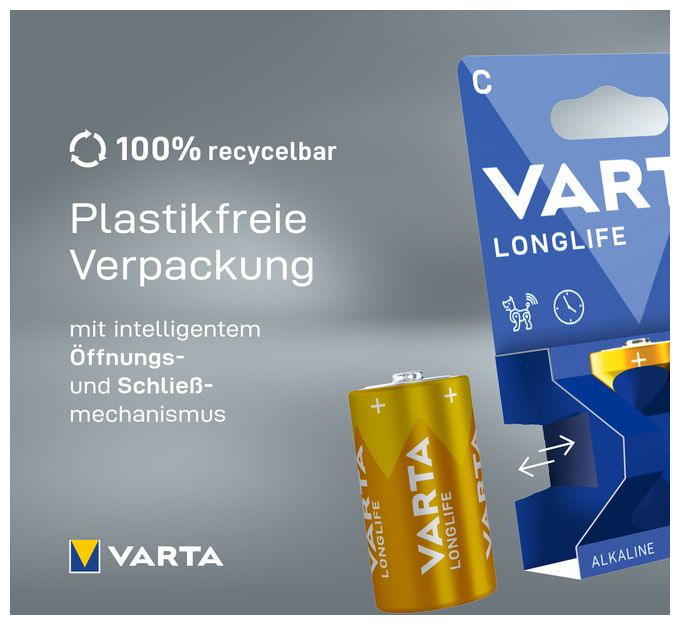 C Alkali 1,5 V 2 Stück  Longlife Batterie (Gelb) 