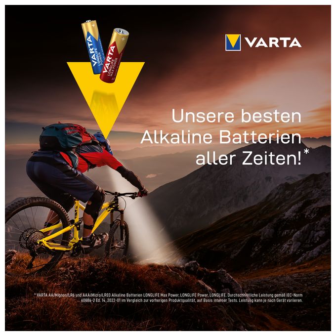 AA Alkali 1,5 V 4 Stück  Longlife Max Power Batterie (Rot/Gelb) 