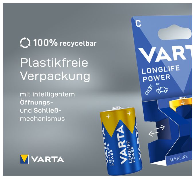 C Alkali 1,5 V 2 Stück  Longlife Power Batterie (Blau/Gelb) 
