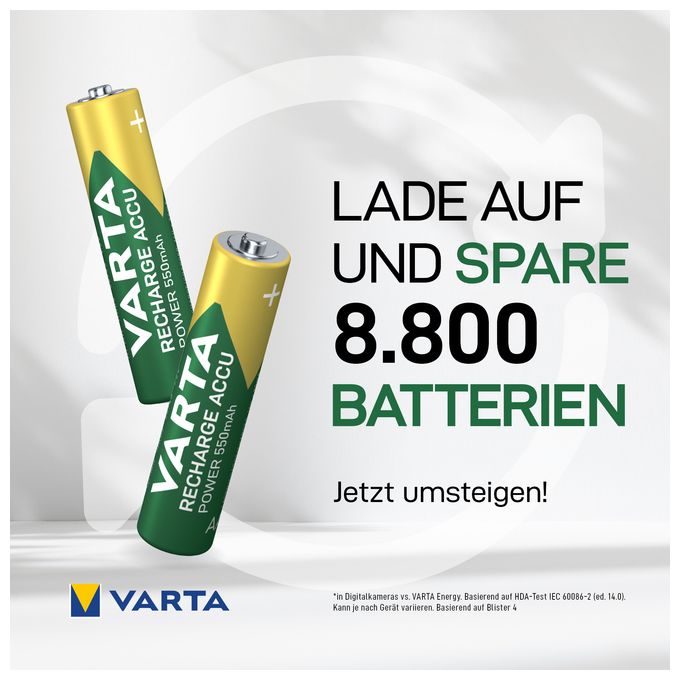 RECHARGE ACCU Power. Vorgeladener AAA Micro NiMH Akku (4er Pack, 550mAh) - Wiederaufladbar ohne Memory-Effekt - Ready to Use Technologie 