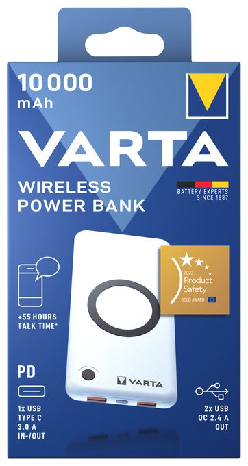 10000 mAh Powerbank USB Typ-C Kabelloses Laden  Wireless (Weiß) 