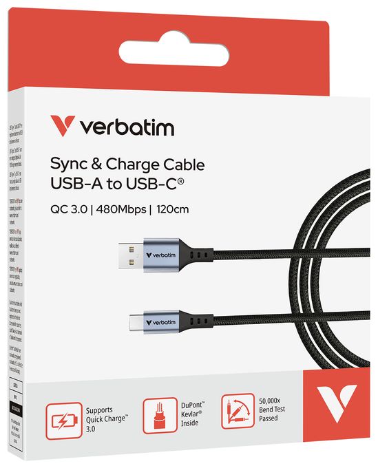 0,48 Gbit/s Stecker Rundkabel USB A auf USB C bis 18 W 1,2 m  31843 (Schwarz) 