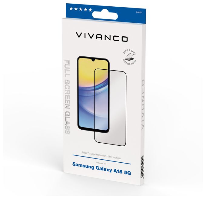 Klare Bildschirmschutzfolie gehärtetes Glas 9H für  Samsung Galaxy A15 5G Schmutzabweisend, Schlagfest, Kratzresistent, Splitterfrei 64060 