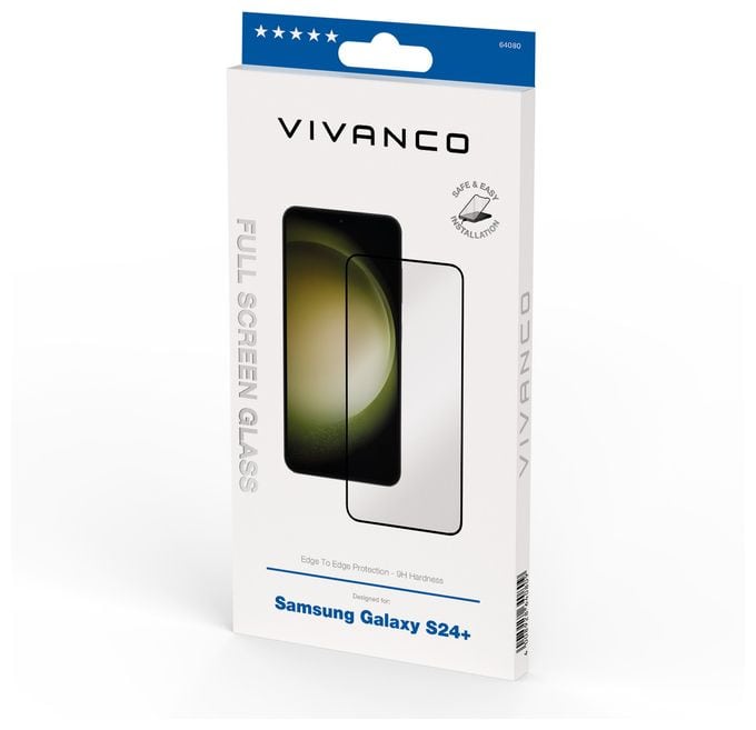 Klare Bildschirmschutzfolie gehärtetes Glas 9H für  Samsung Galaxy S24+ Schmutzabweisend, Schlagfest, Kratzresistent, Splitterfrei 64080 