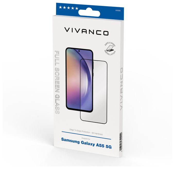Klare Bildschirmschutzfolie gehärtetes Glas 9H für  Samsung Galaxy A55 5G Schmutzabweisend, Schlagfest, Kratzresistent, Splitterfrei 64092 
