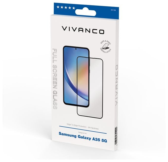 Klare Bildschirmschutzfolie gehärtetes Glas 9H für  Samsung Galaxy A35 5G Schmutzabweisend, Schlagfest, Kratzresistent, Splitterfrei 64100 