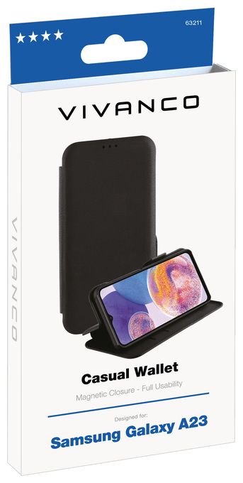 Geldbörsenhülle für Samsung Galaxy A23  Casual Wallet (Schwarz) 