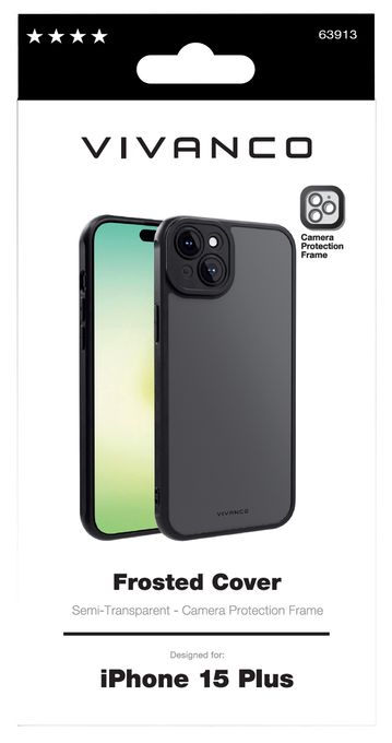 Cover für Apple iPhone 15 Plus (Schwarz, Transparent) Frosted 