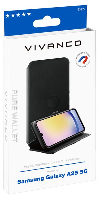 Geldbörsenhülle für Samsung Galaxy A25 5G  Pure Wallet (Schwarz) 