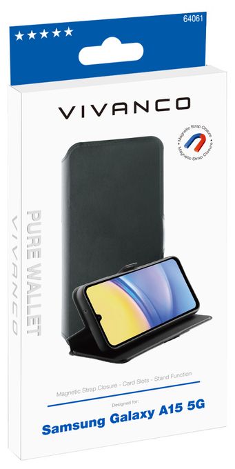 Geldbörsenhülle für Samsung Galaxy A15 5G  Pure Wallet (Schwarz) 