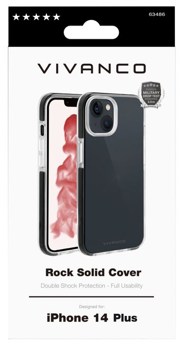 Cover für Apple iPhone 14 Plus (Schwarz, Transparent) Rock Solid 