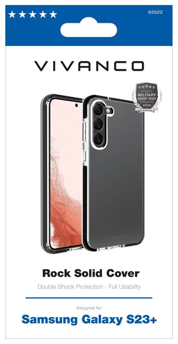 Cover für Samsung Galaxy S23+ (Schwarz, Transparent) Rock Solid 