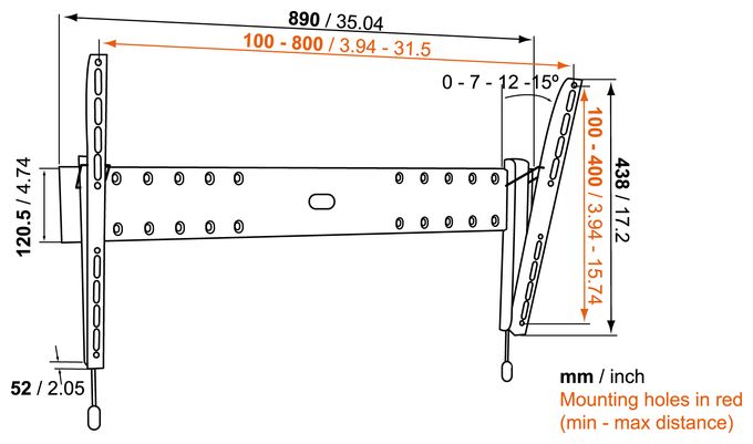 Wand Halterung bis 165,1 cm (65") 45 kg Base 15L 