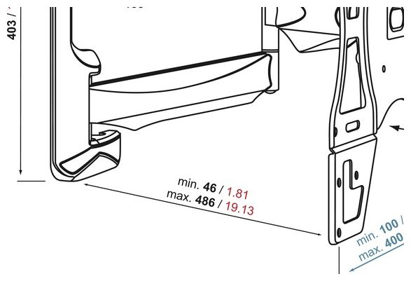 Wand Halterung bis 94 cm (37") 30 kg -15 - 15° PHW400M 