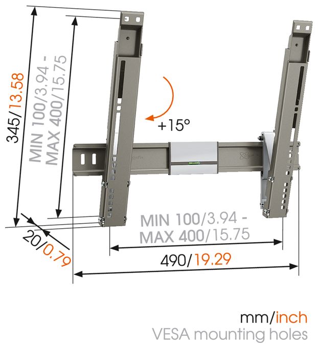 Wand Halterung bis 139,7 cm (55") 18 kg 0 - 15° Thin 215 UltraThin 