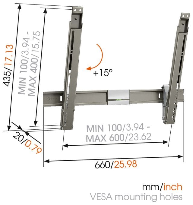 Wand Halterung bis 165,1 cm (65") 25 kg 0 - 15° Thin315 UltraThin 