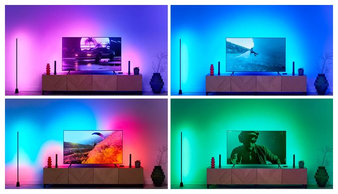 LED Set für intelligente Beleuchtung 3400 mm Multi Sync Box Starter-Kit – Umgebungslicht für 75–85 Zoll Fernseher 