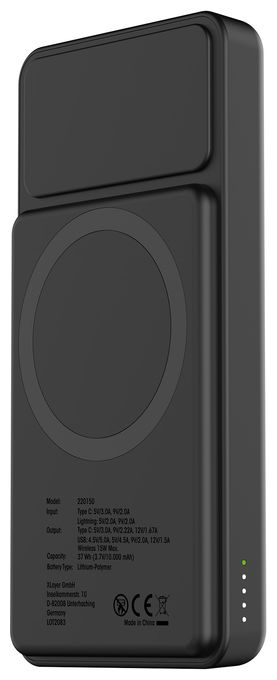 10000 mAh Powerbank USB Typ-C Kabelloses Laden  Solid (Schwarz) 