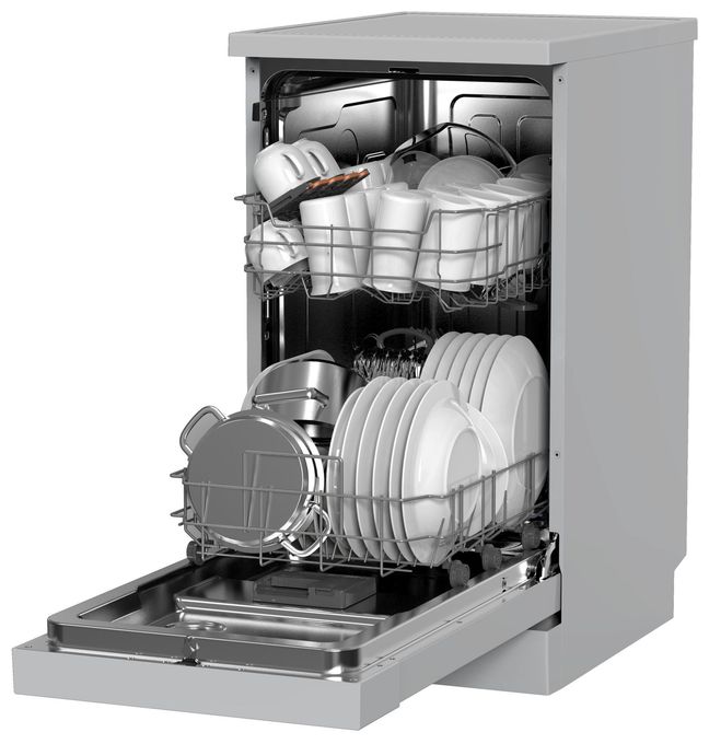 45 cm Geschirrspüler freistehend leise 11 Maßgedecke aquaStop Funktion (Silber) GSP 539 460 