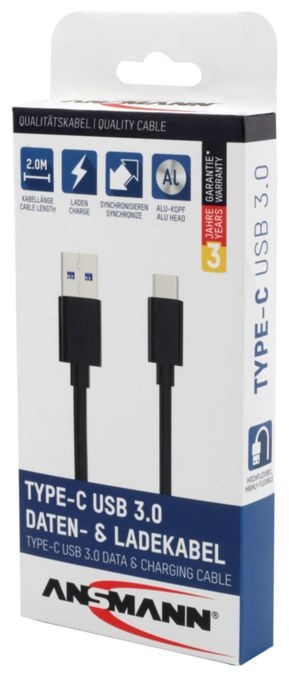 5 Gbit/s Stecker USB A auf USB C 2 m  1700-0081 (Schwarz) 