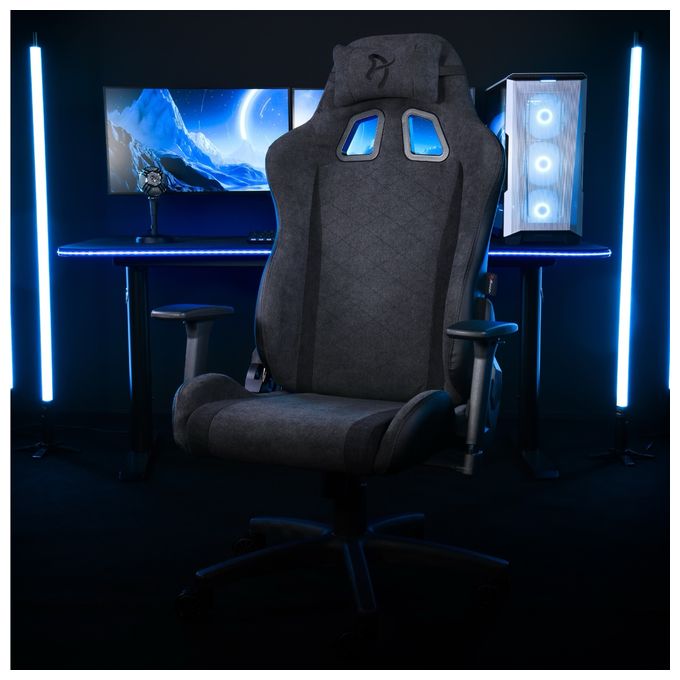 Gamingstuhl bis 120 kg (Dunkelgrau) Avanti Soft Fabric 