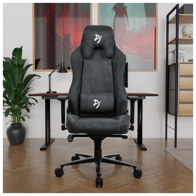 Gamingstuhl bis 145 kg (Grau) Vernazza Soft Fabric 