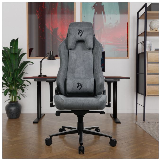 Gamingstuhl bis 145 kg (Grau) Vernazza Soft Fabric 