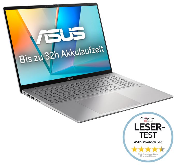 WUXGA Notebook 40,6 cm (16 Zoll) 1920 x 1200 Pixel 1 TB SSD Windows 11 Home Qualcomm Snapdragon max. 3 GHz  Vivobook S16 S3607QA-SH095W (Silber) 