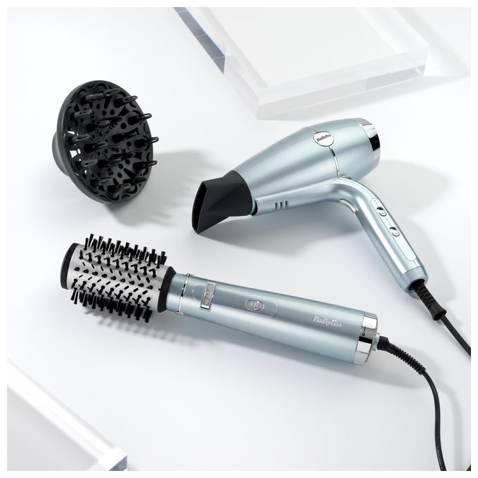Warmluftbürste 700 W (Aqua-Farbe, Schwarz, Metallisch) AS773E Hydro Fusion Styler 