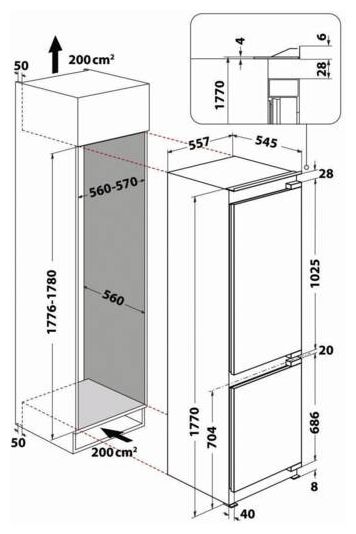 189 l / 79 l Einbau Kühl-/Gefrierkombination 181 kWh BKGIS178F13 