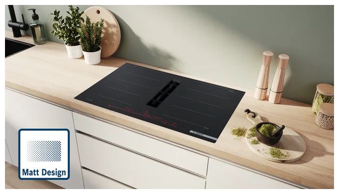 80 cm Induktionskochfeld 4 Kochzonen mit integriertem Dunstabzug Serie 8 PXX82BGA6 (PXX82BD56E + HEZ9VDSB4) autarkes 